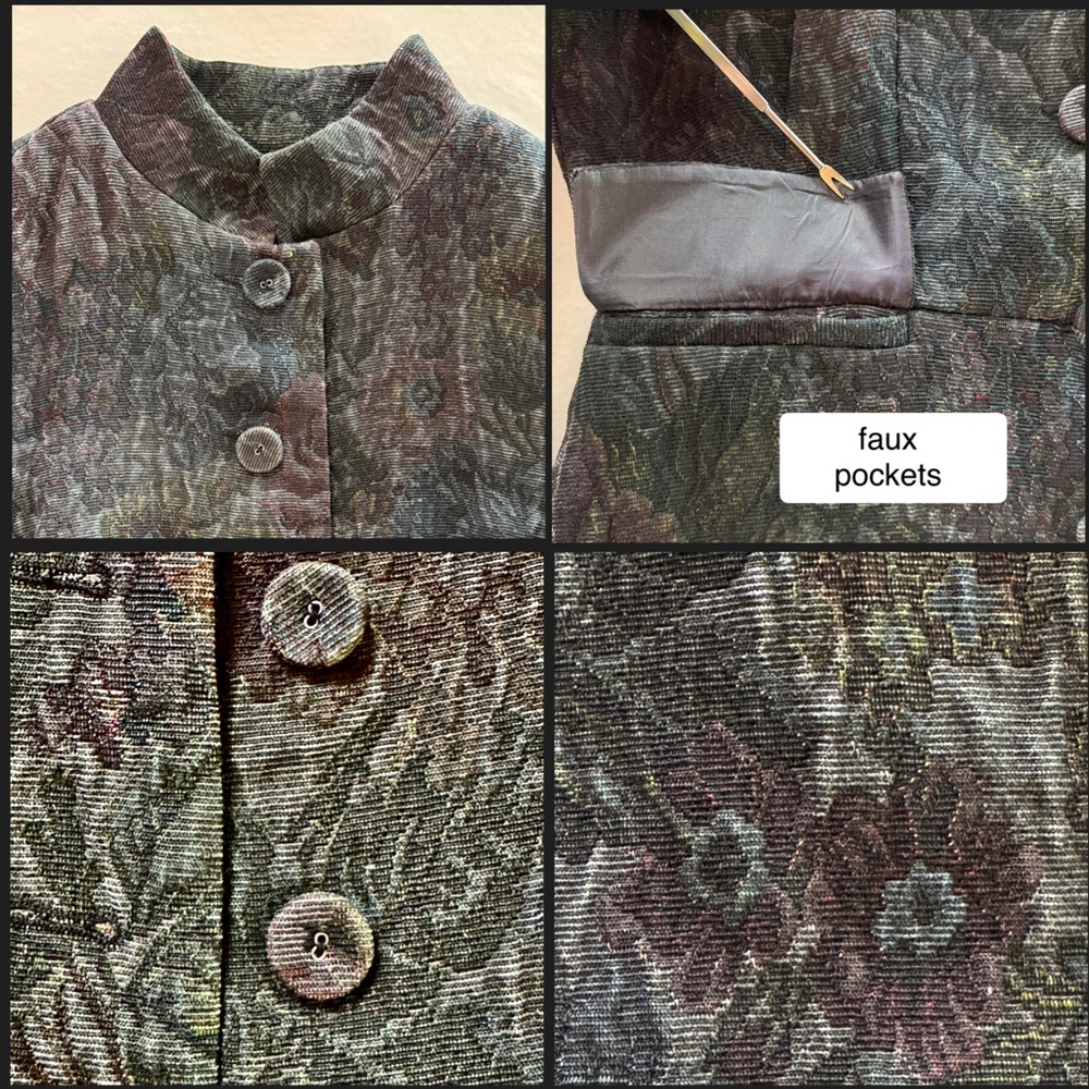 Nehru Mandarin Whimsigoth Steampunk Dark Academia Brocade Jacquard Lined Coat 8 - Picture 16 of 17